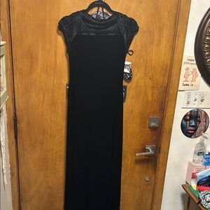 My Michelle Black Maxi Dress with Lace Sleeves